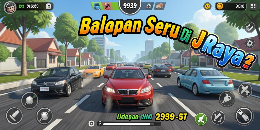 Gameplay seru dengan mobil balap kecepatan tinggi di lintasan.