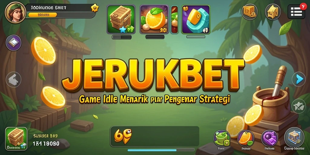 Tampilan gameplay <strong>JERUKBET</strong> dengan karakter yang mengumpulkan sumber daya.