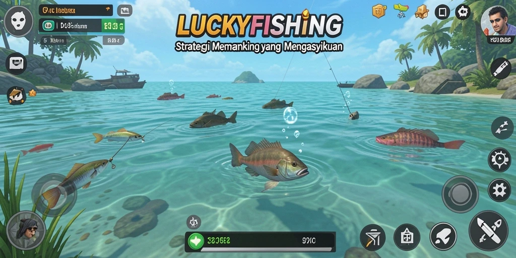 Tangkapan ikan strategis dalam permainan LUCKYFISHING.