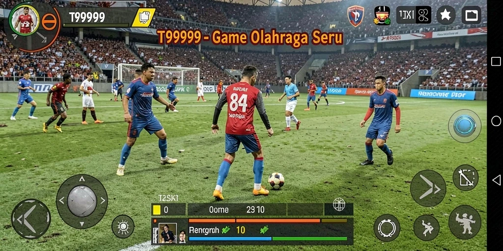 Screenshot gameplay T9999 menunjukkan aksi seru dalam olahraga yang mendebarkan.