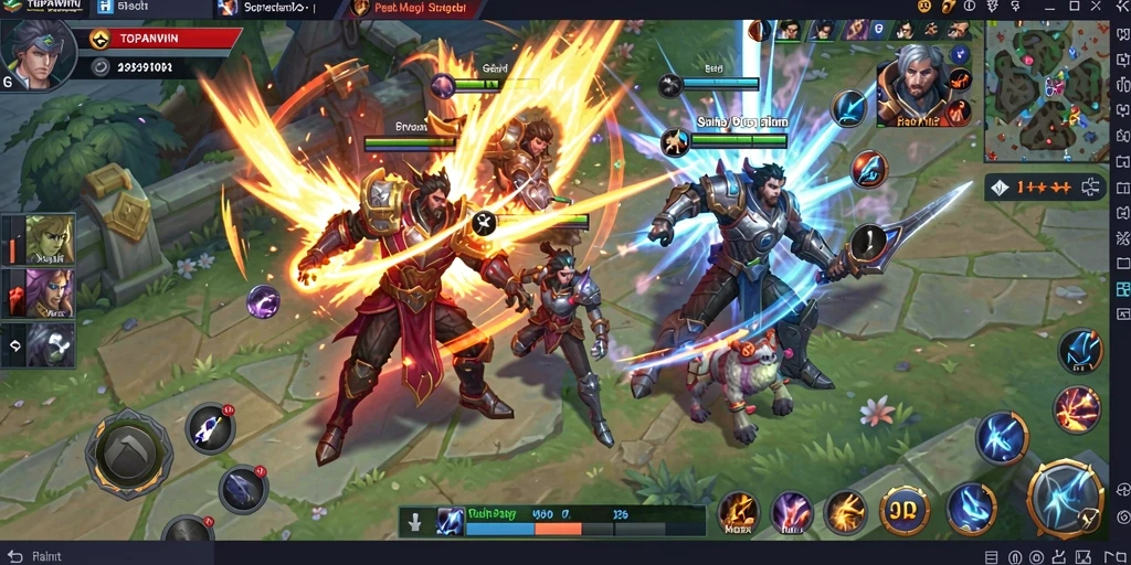Gameplay seru di arena pertarungan MOBA TOPANWIN.