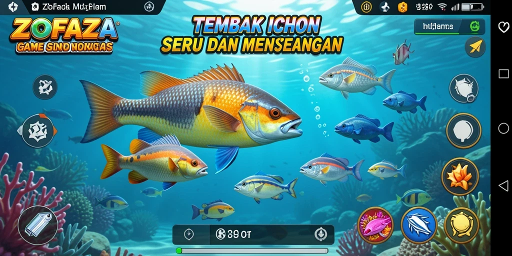 Tampilan gameplay ZOFAZA yang mendebarkan saat menangkap ikan.